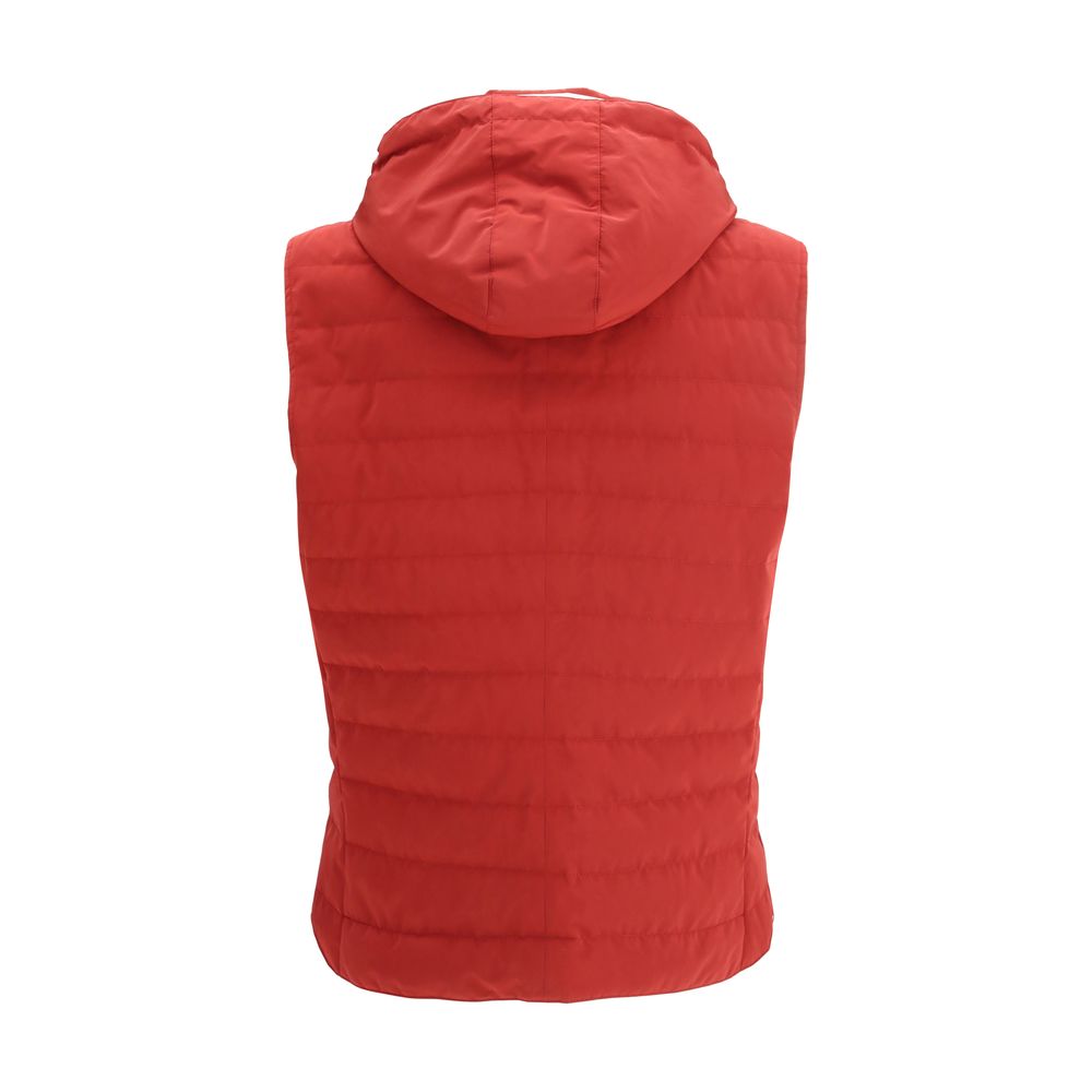 Red Polyester Sleeveless Jacket