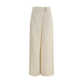 Beige Viscose Casual Pants