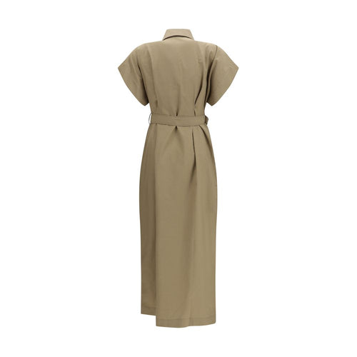 Beige Cotton Casual Dress