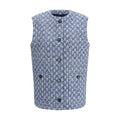 Blue Cotton Sleeveless Jacket