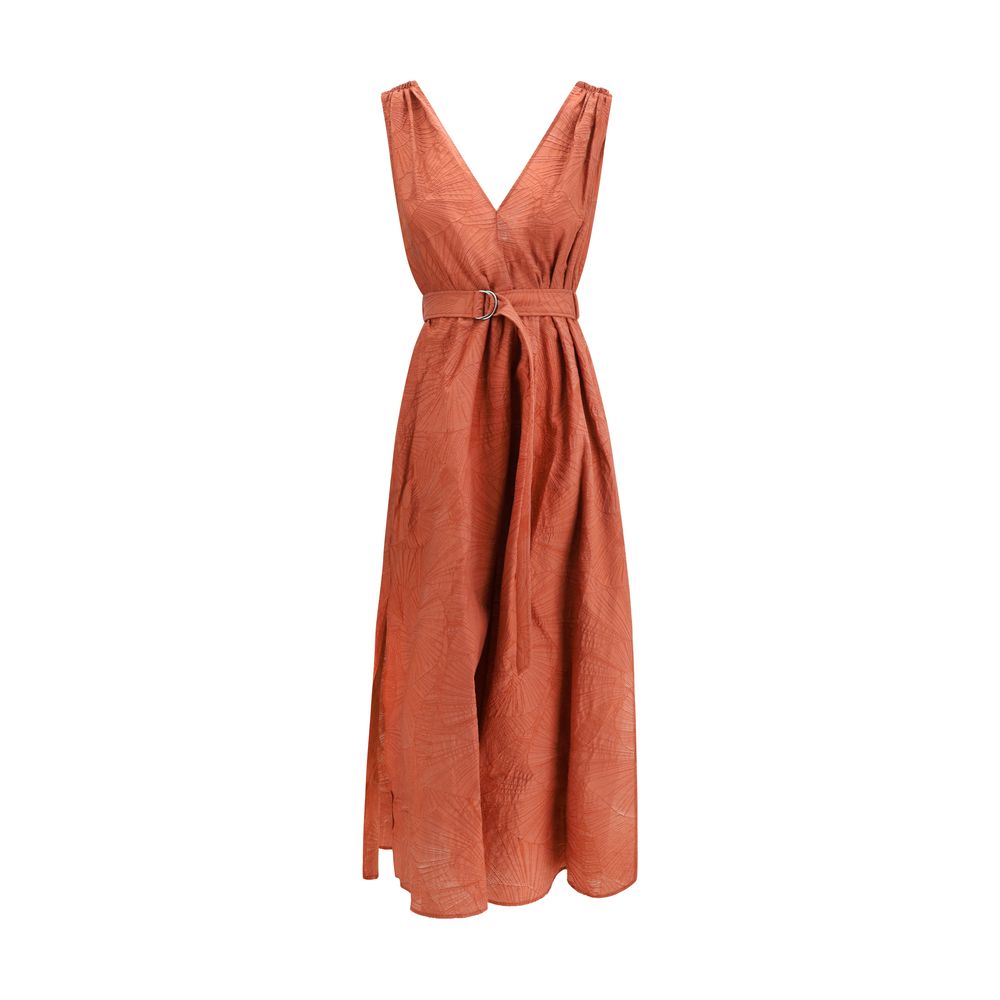 Red Cotton Casual Dress