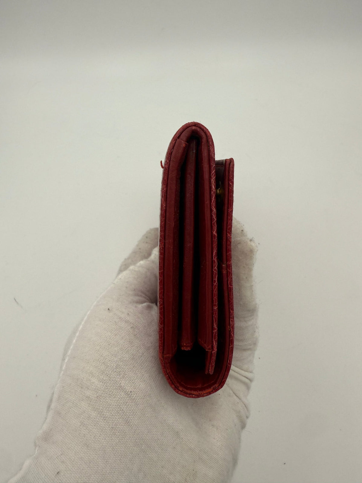 MIU MIU Rosso Crocodile Print Leather Wallet