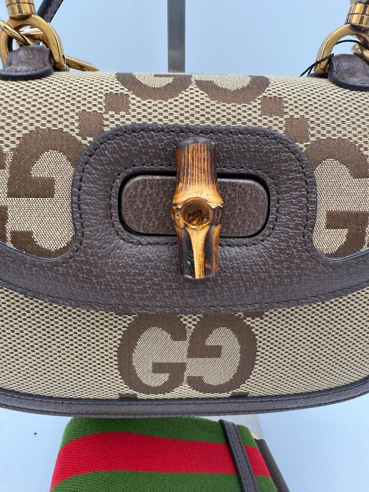 GUCCI BAMBOO 1947 GG Canvas Handbag