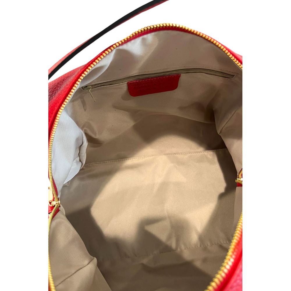 Red Leather Women Shoulder Bag