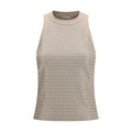 Beige Cotton Sleeveles T-Shirt