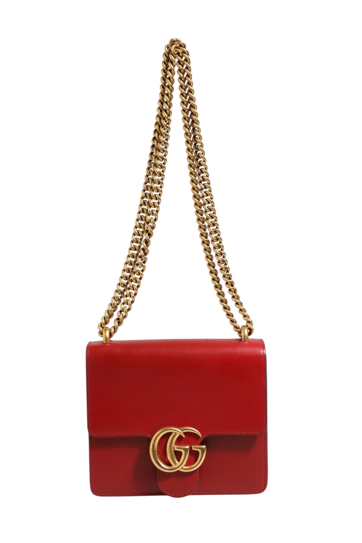 Marmont small shoulder bag in Rosso Ancora red leather