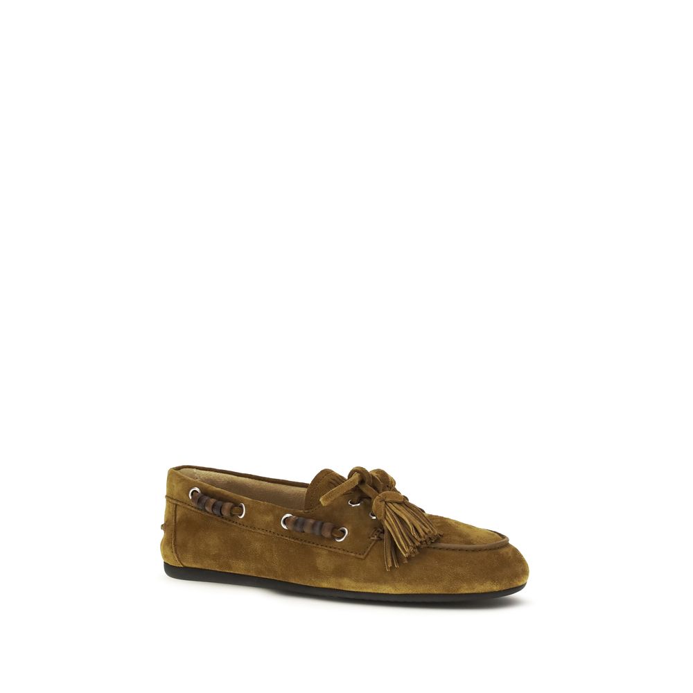 Beige Calf Leather Bos Taurus Slip-On Loafers