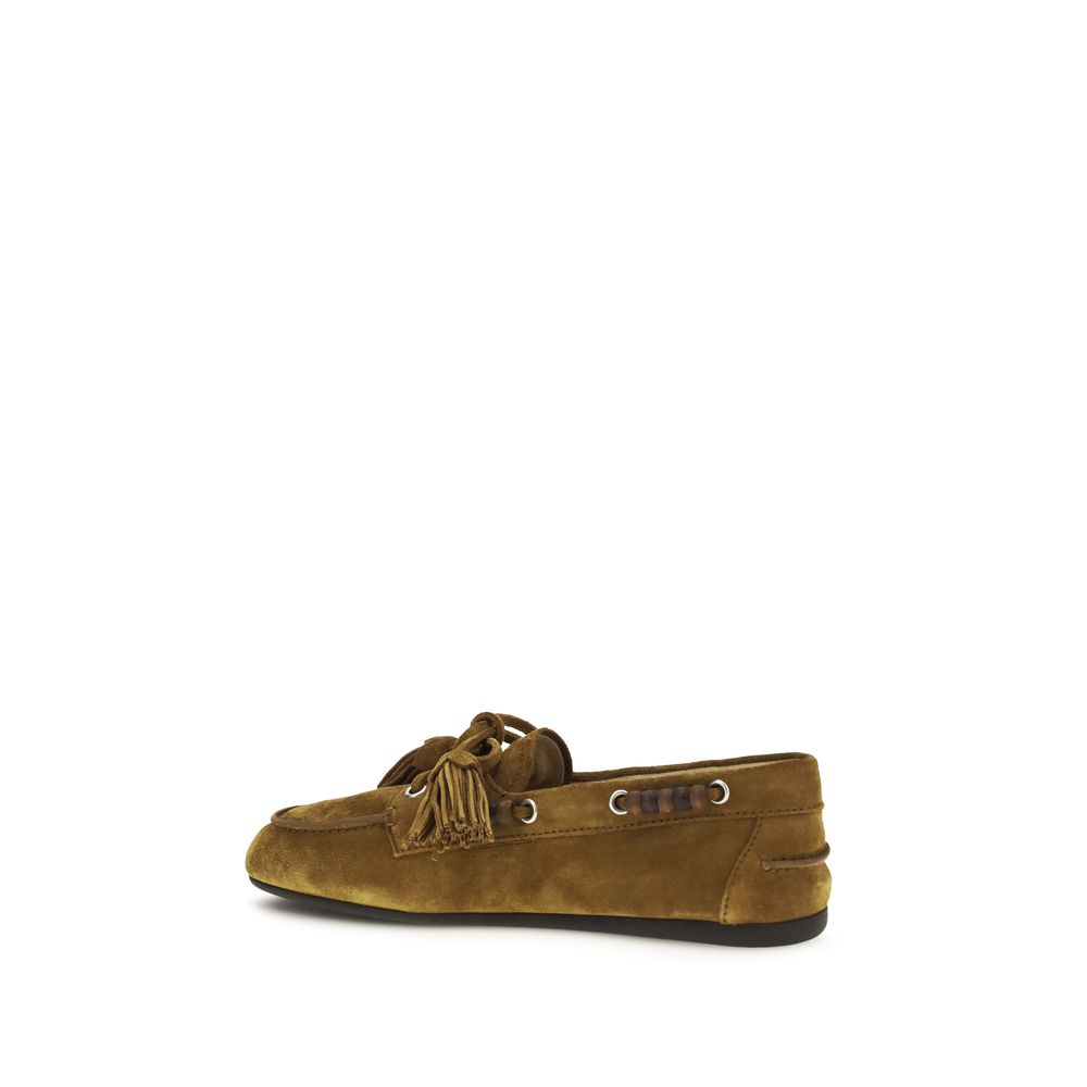 Beige Calf Leather Bos Taurus Slip-On Loafers