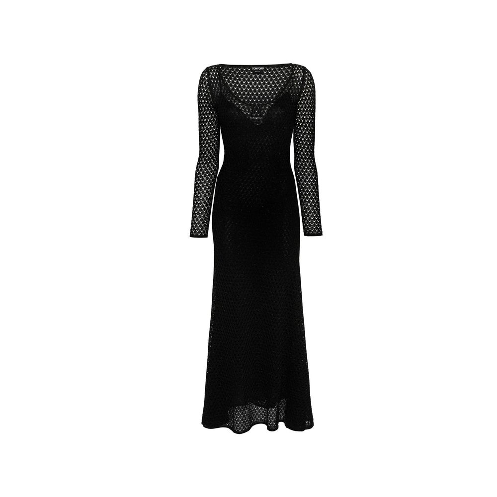 Black Metallic Fibre Casual Dress