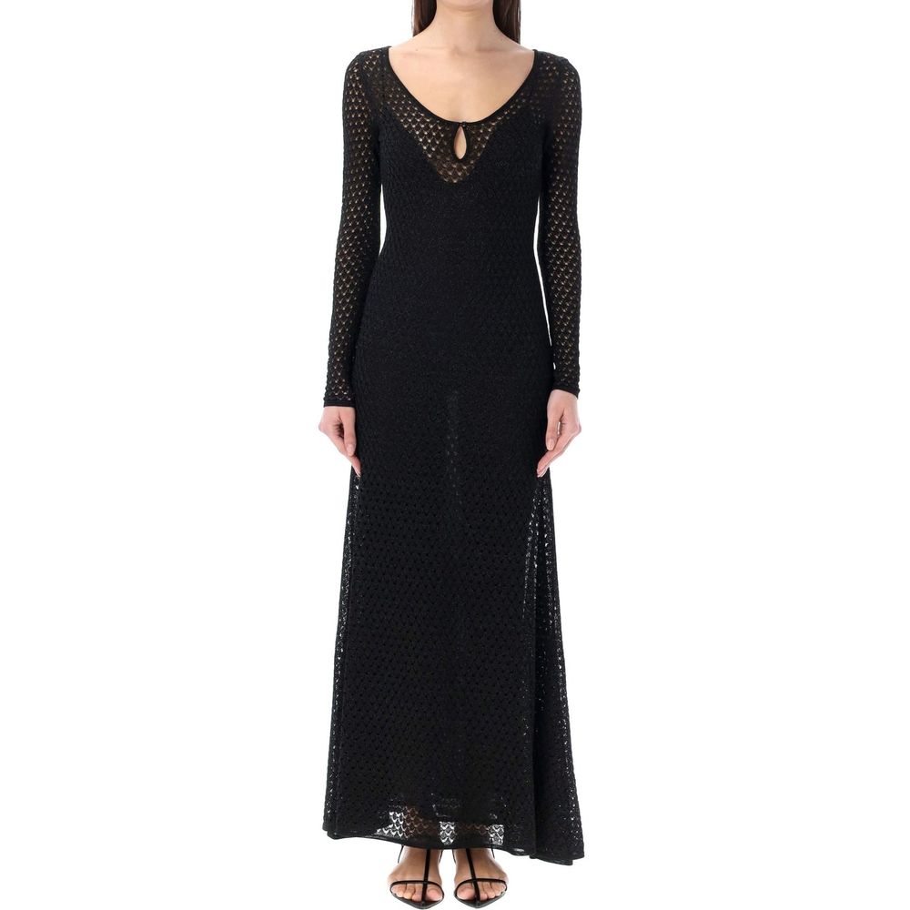 Black Metallic Fibre Casual Dress