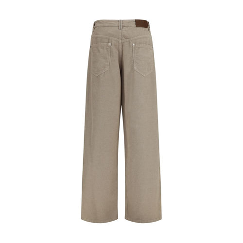 Beige Cotton Casual Pants