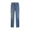 Blue Cotton Straight-Leg Jeans