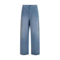 Blue Cotton Casual Pants