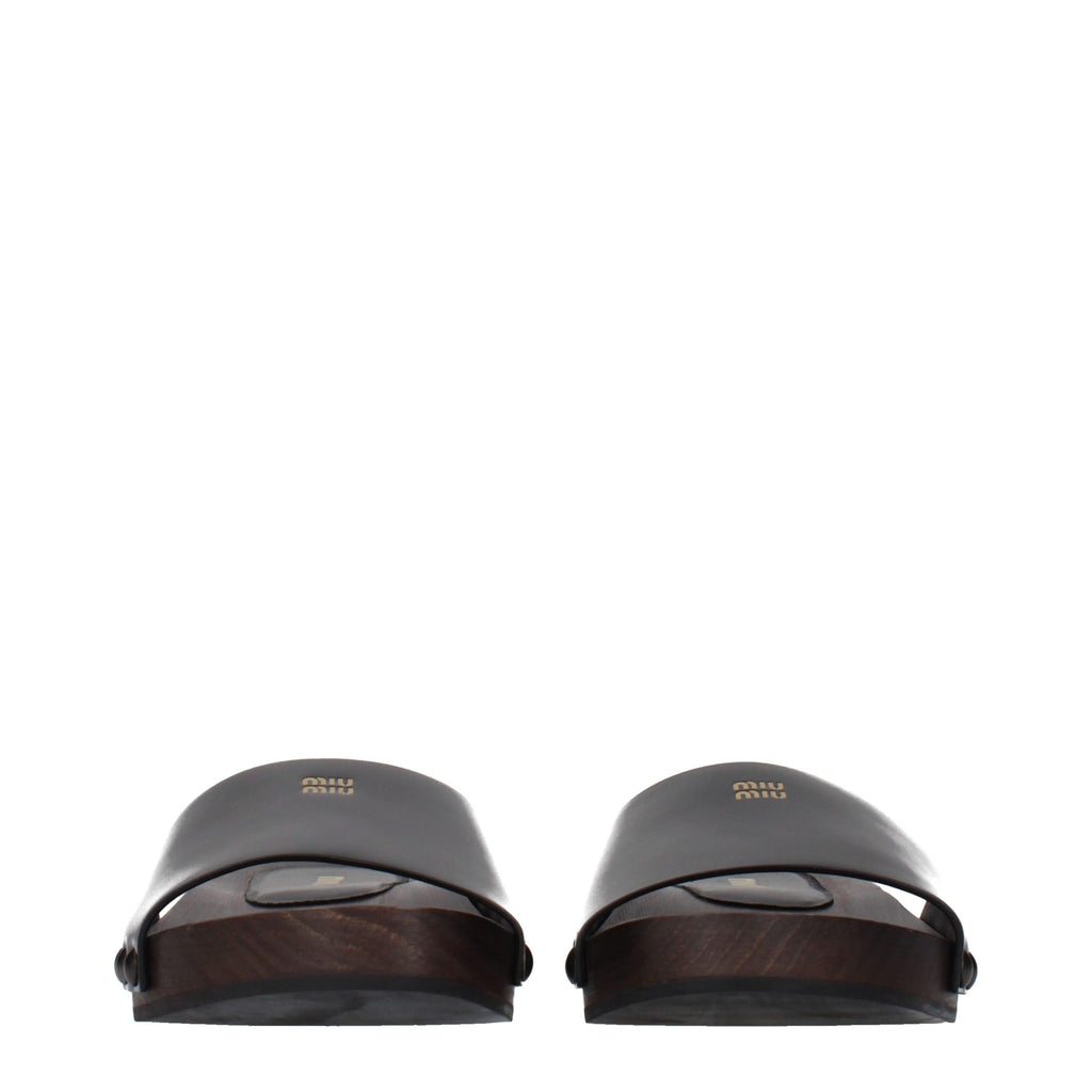 Black Leather Slippers