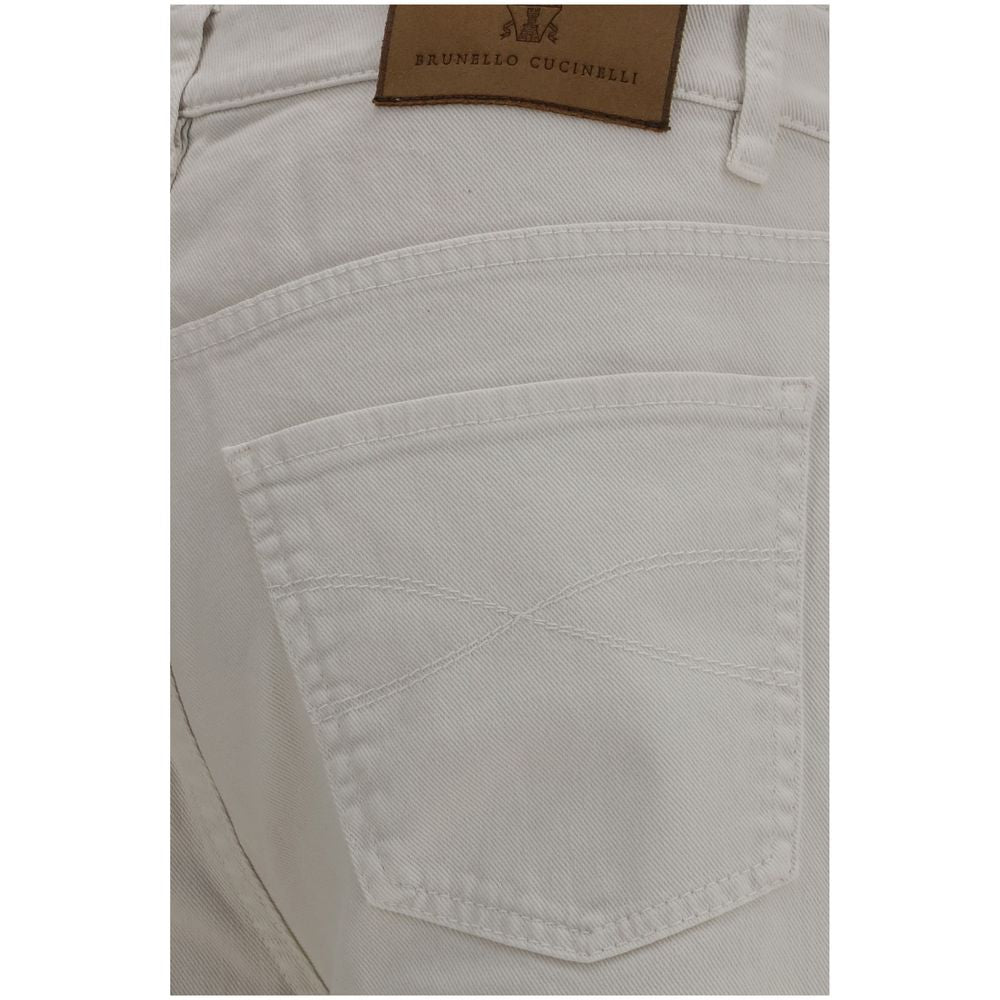 White Cotton Cropped Jeans