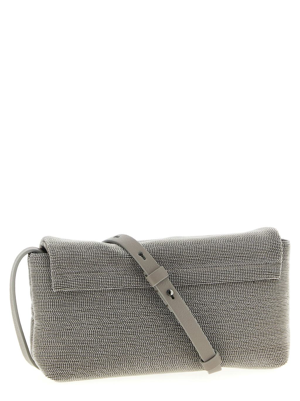 Silver Leather Clutch Bag