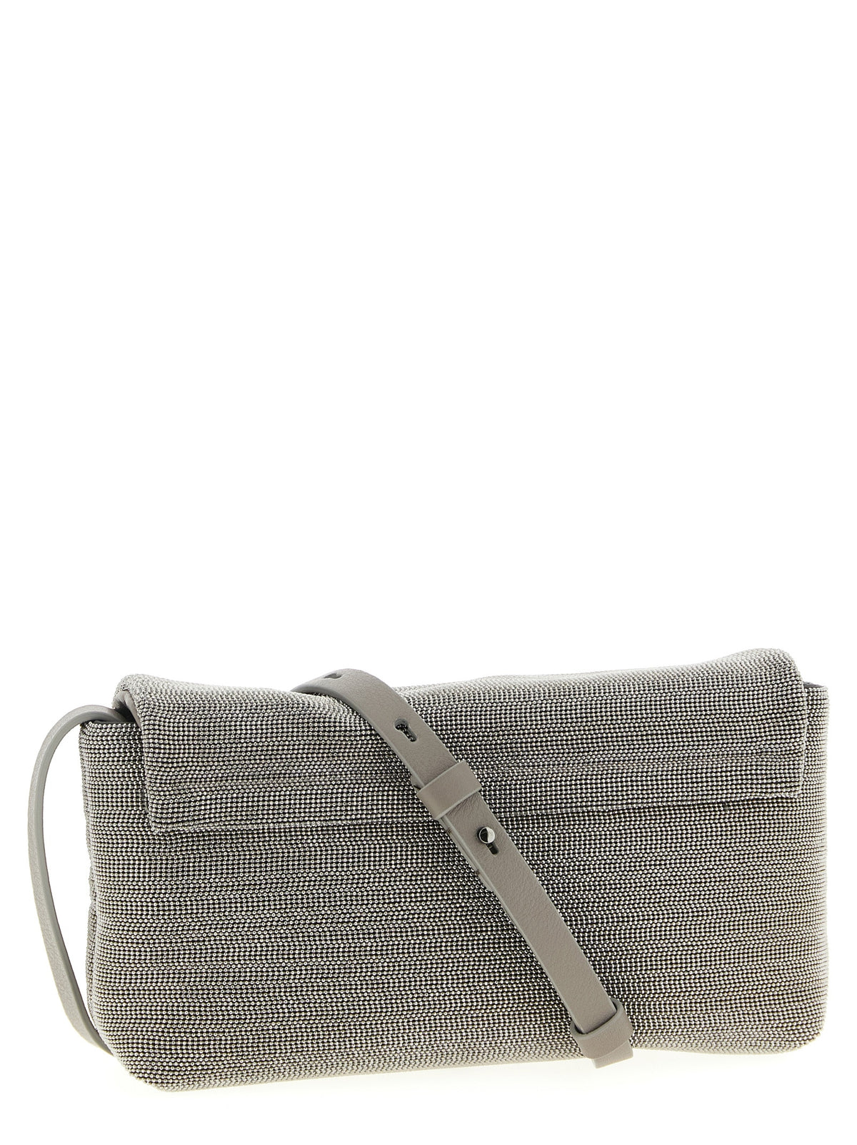 Silver Leather Clutch Bag