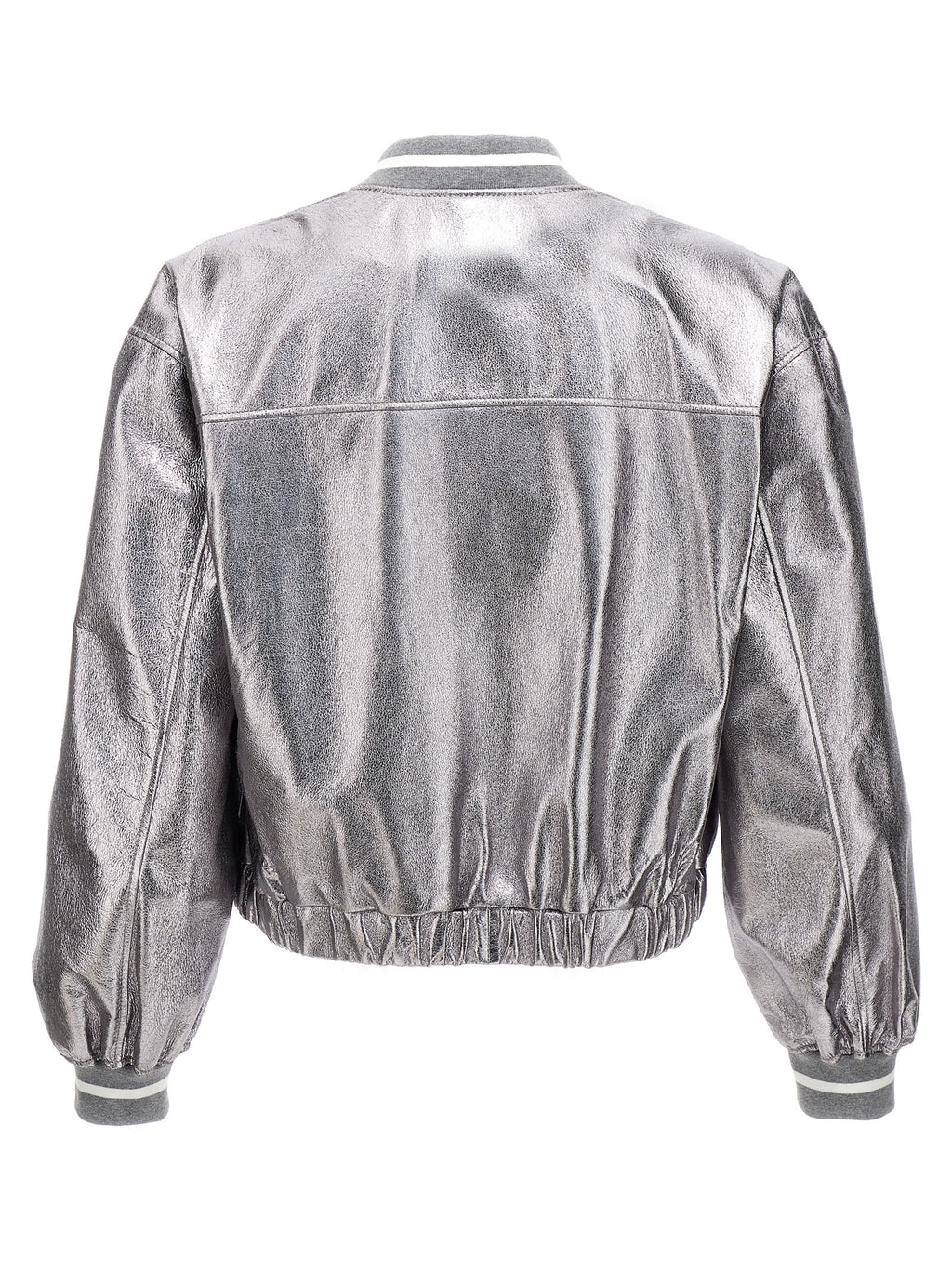 Silver Leather Bomber