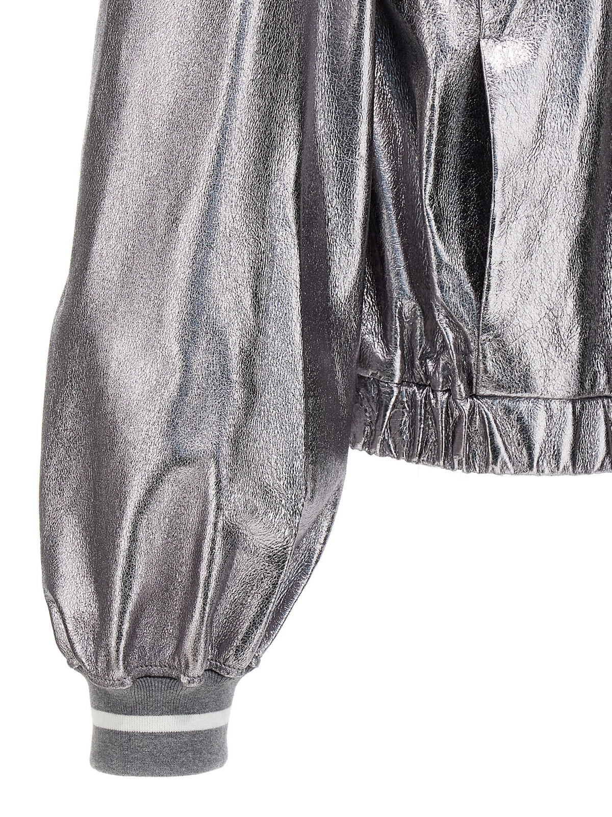 Silver Leather Bomber
