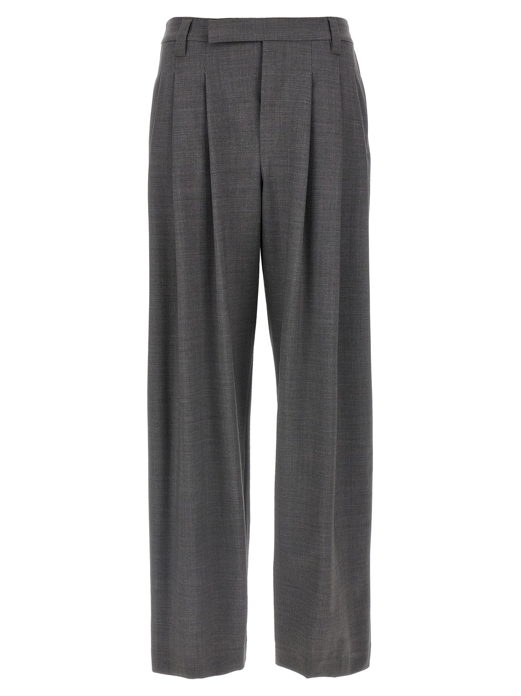 Gray Virgin Wool Casual Pants