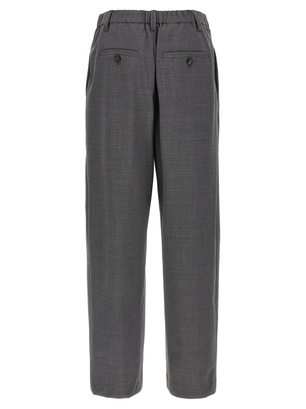 Gray Virgin Wool Casual Pants