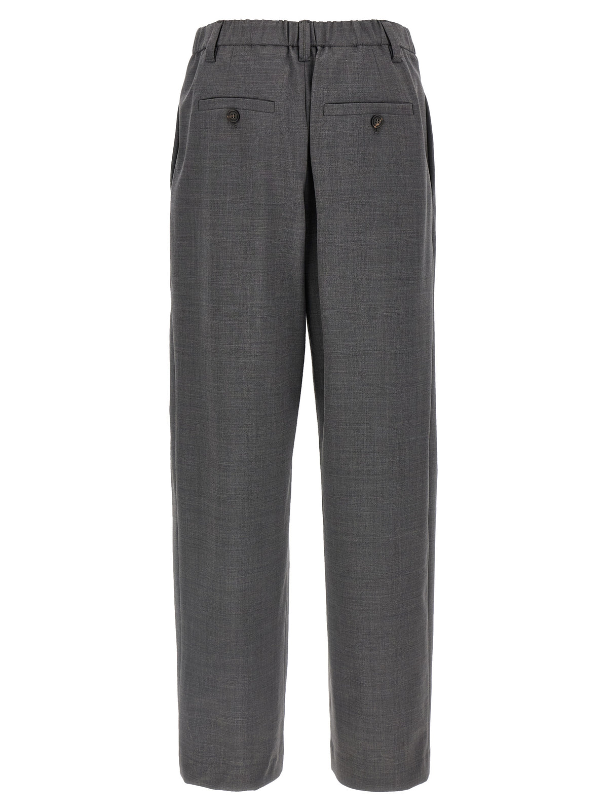 Gray Virgin Wool Casual Pants