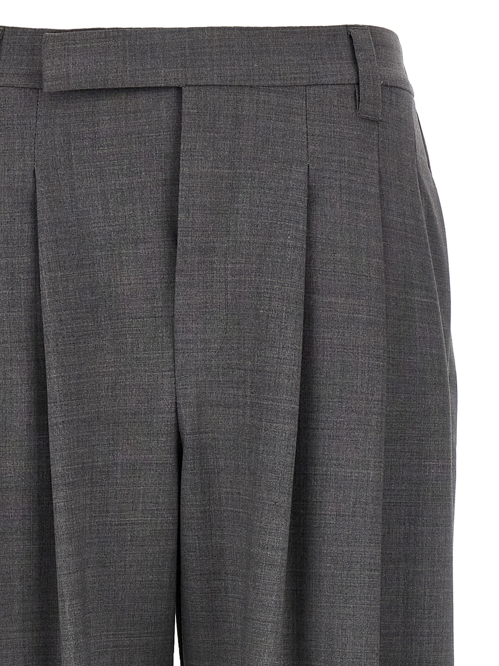 Gray Virgin Wool Casual Pants