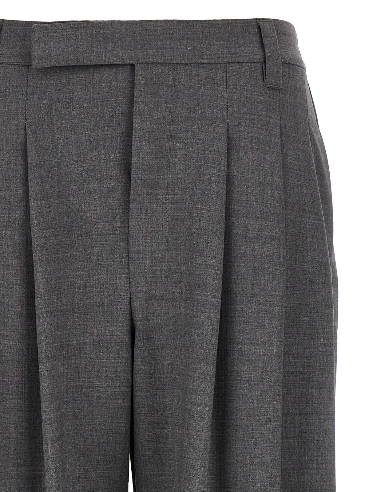 Gray Virgin Wool Casual Pants