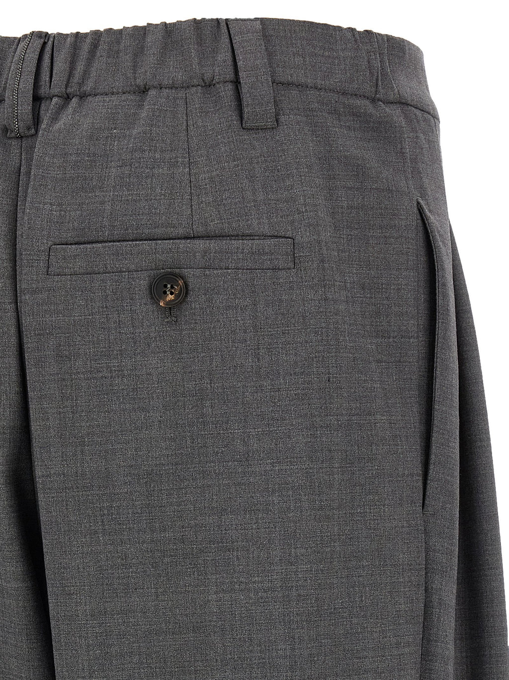 Gray Virgin Wool Casual Pants