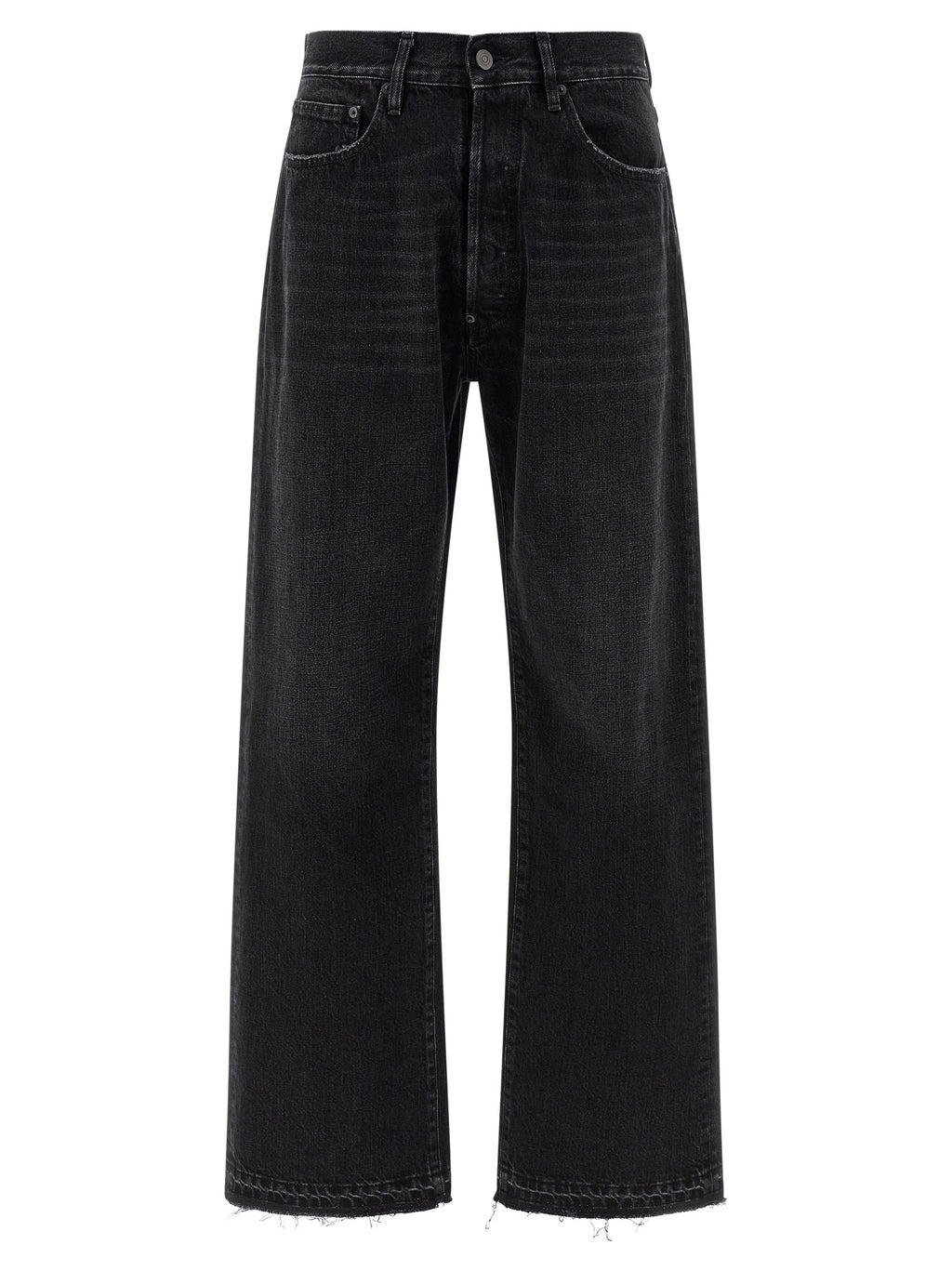 Black Cotton Straight-Leg Jeans