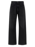 Black Cotton Straight-Leg Jeans