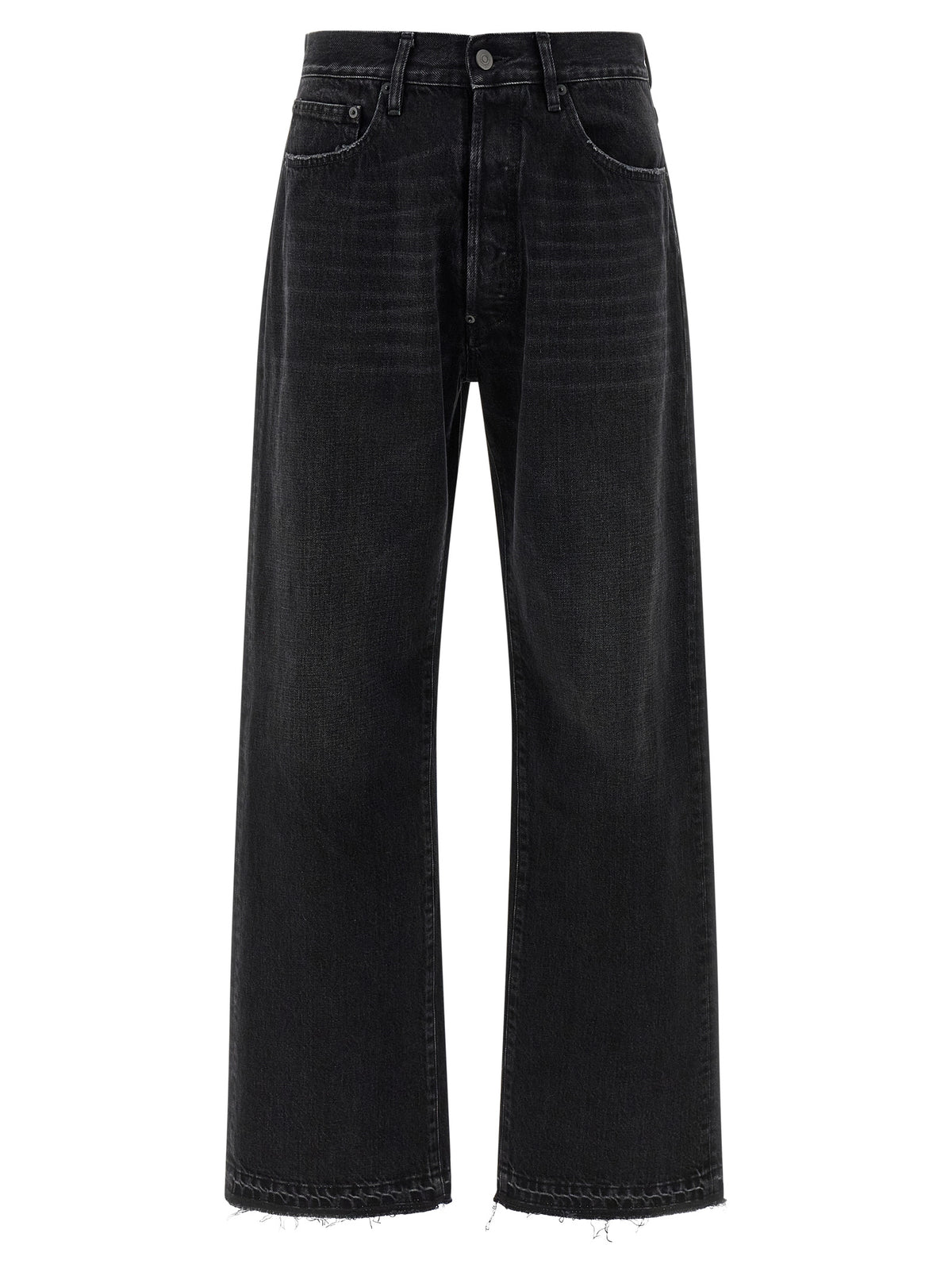 Black Cotton Straight-Leg Jeans