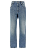 Blue Cotton Straight-Leg Jeans