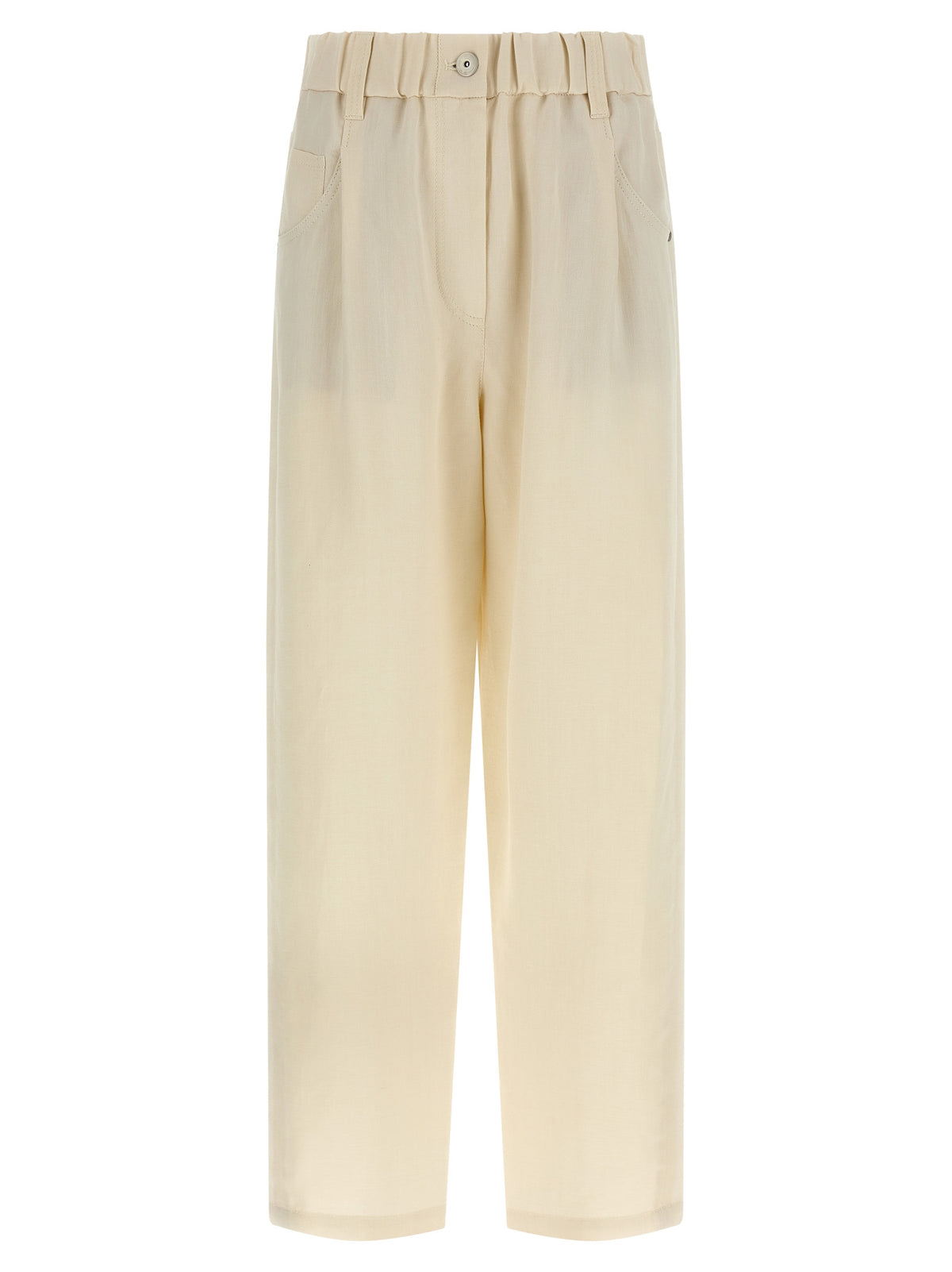 White Viscose Casual Pants