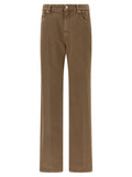 Beige Cotton Straight-Leg Jeans