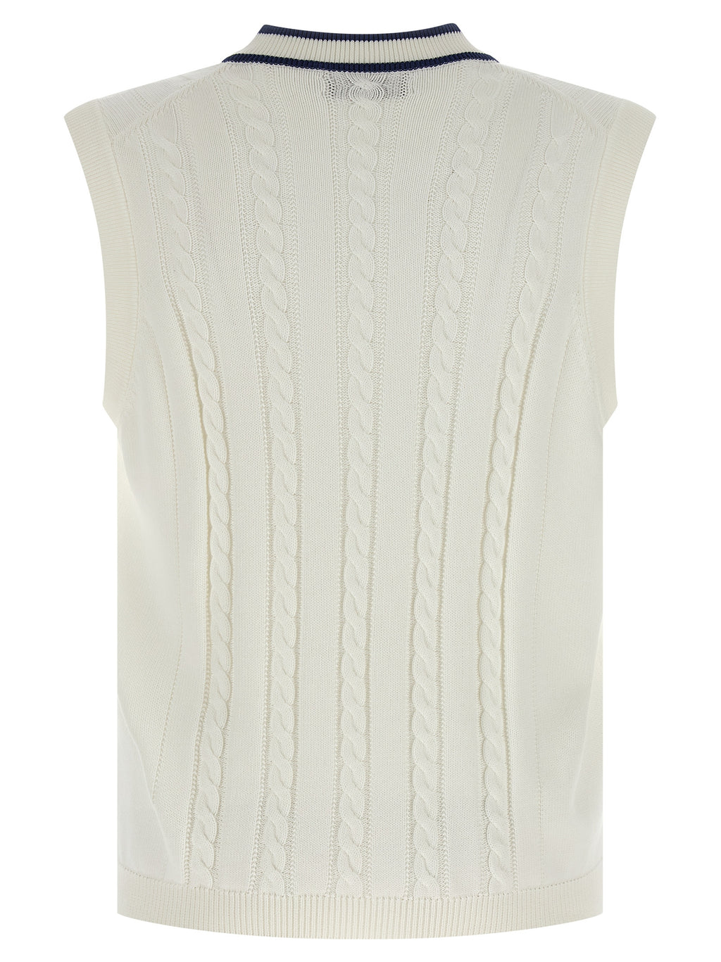 White Cotton Sleeveles Sweater