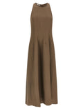 Brown Viscose Midi Dress