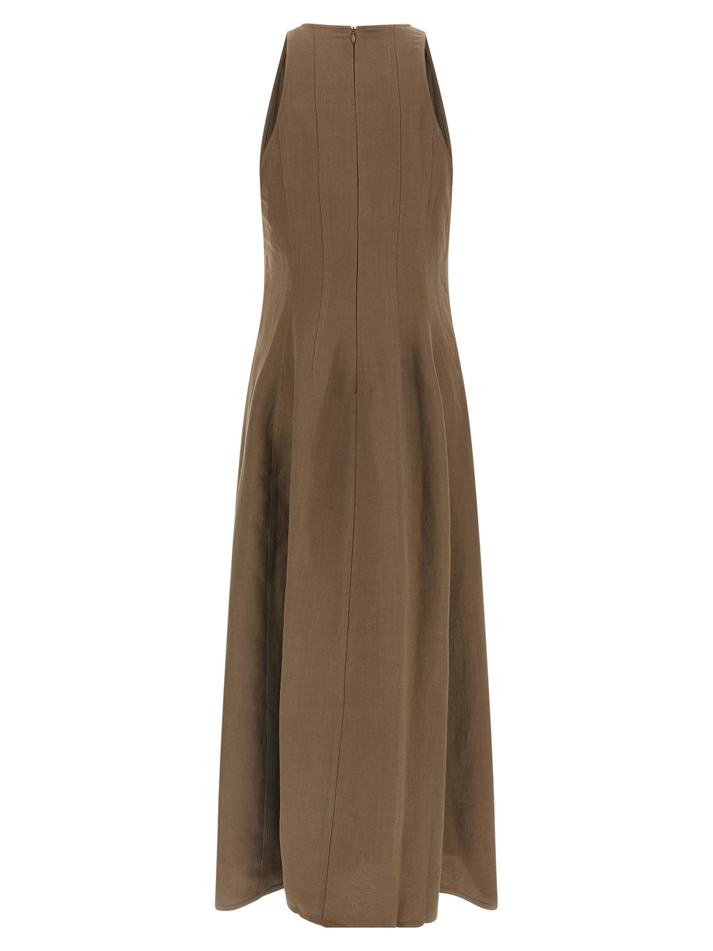 Brown Viscose Midi Dress