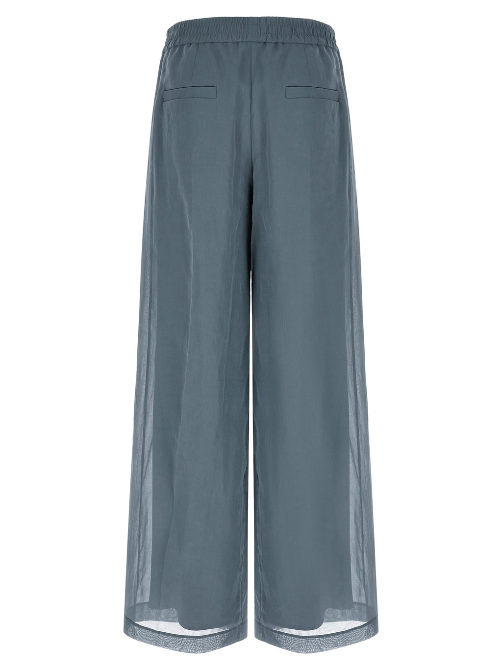 Blue Cotton Casual Pants