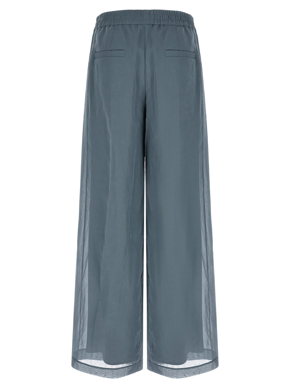 Blue Cotton Casual Pants