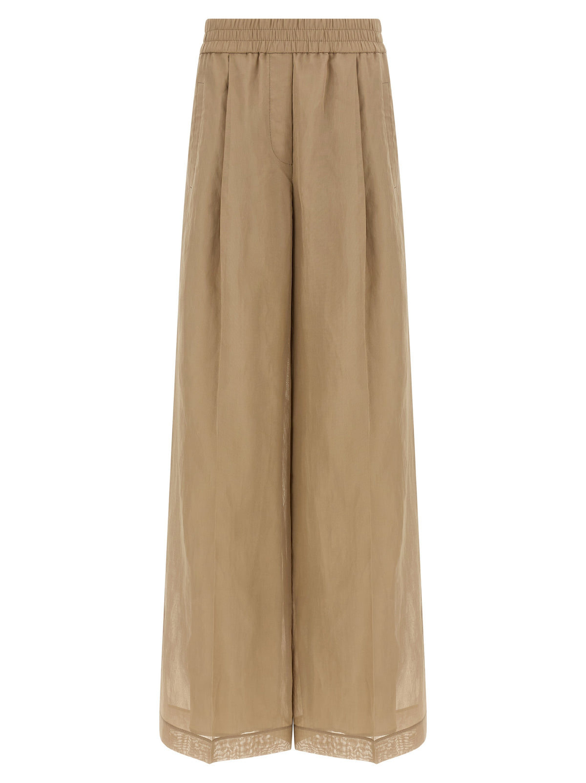 Beige Cotton Casual Pants