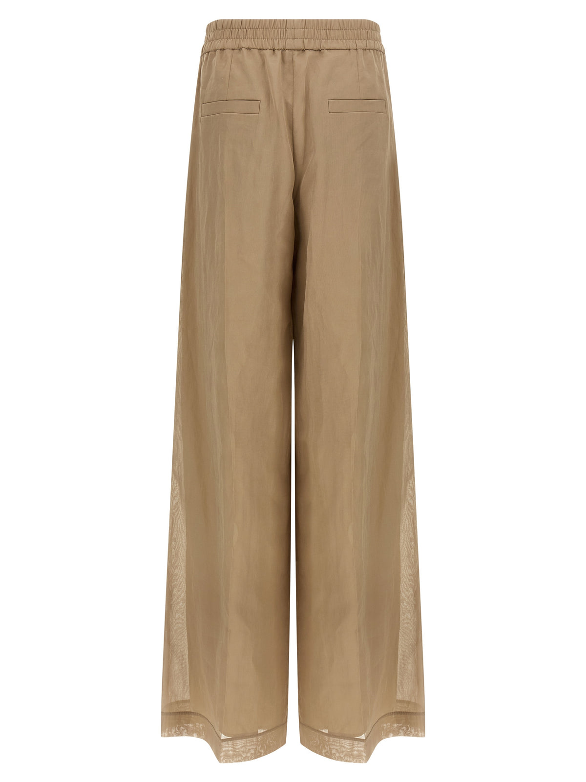 Beige Cotton Casual Pants
