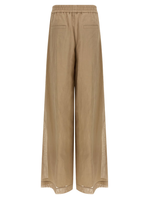 Beige Cotton Casual Pants