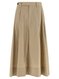 Beige Cotton Midi Skirt