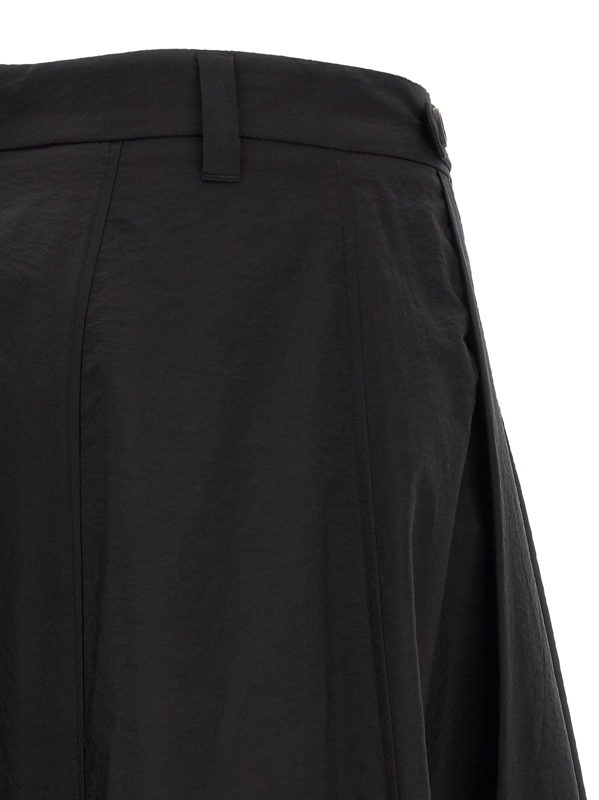Black Cotton Midi Skirt