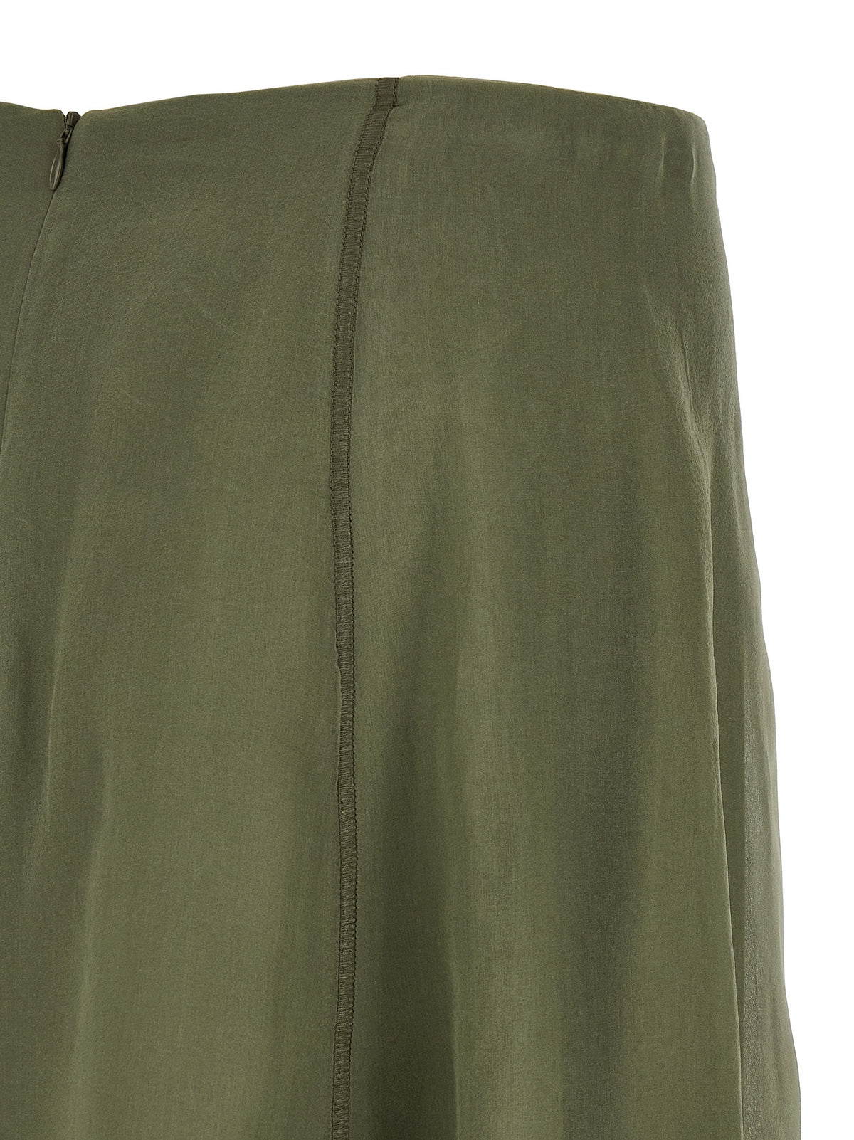 Bicolor Silk Midi Skirt