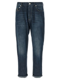 Blue Cotton Straight-Leg Jeans