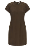 Brown Viscose Short Dress