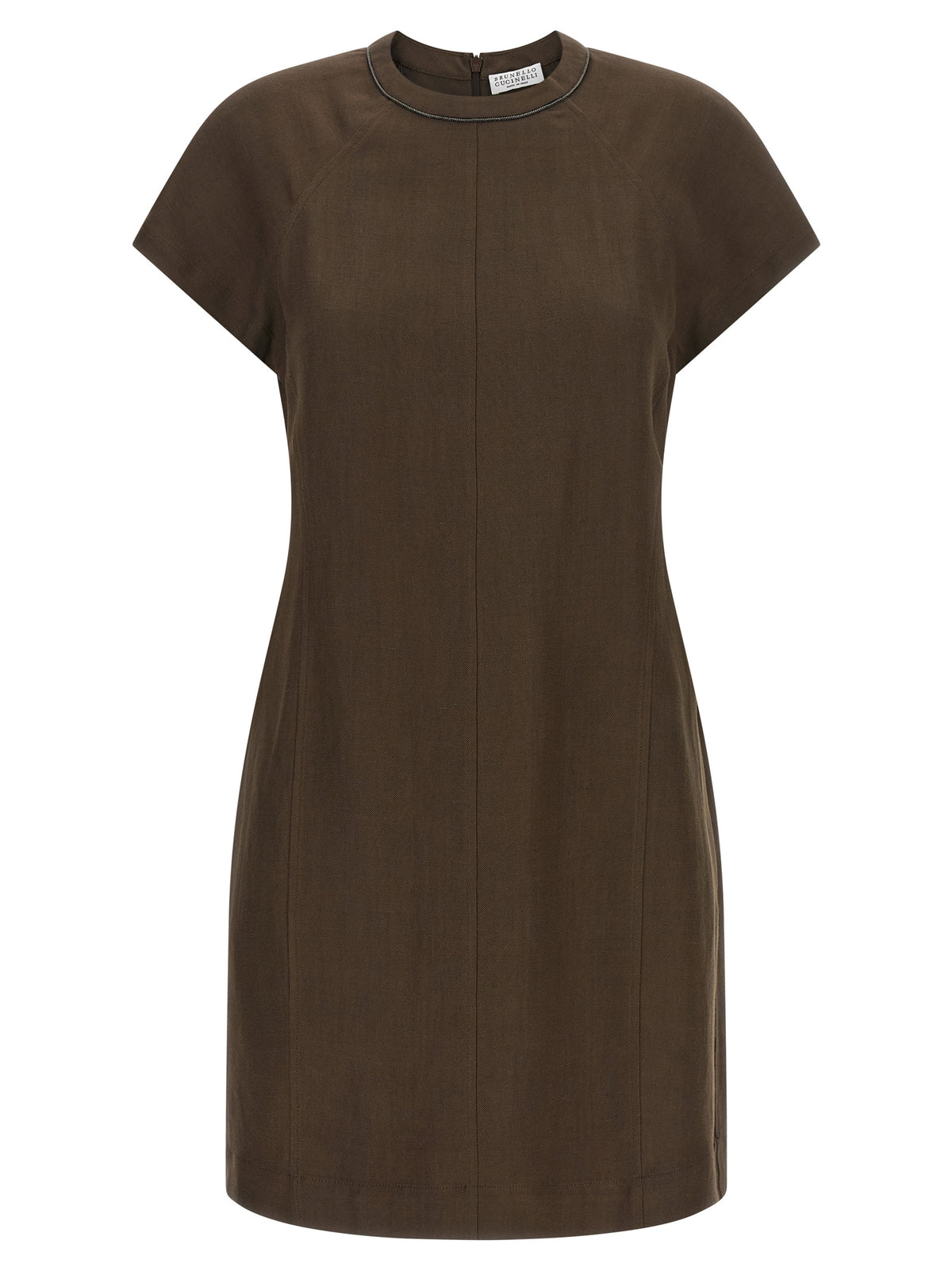 Brown Viscose Short Dress