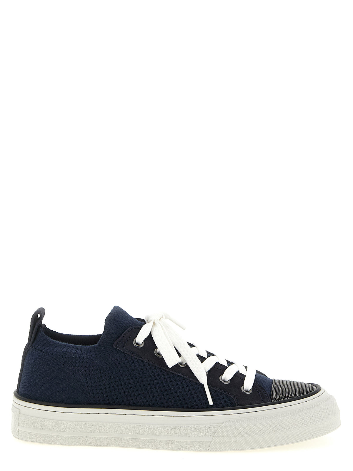 Blue Cotton Low Top Sneakers